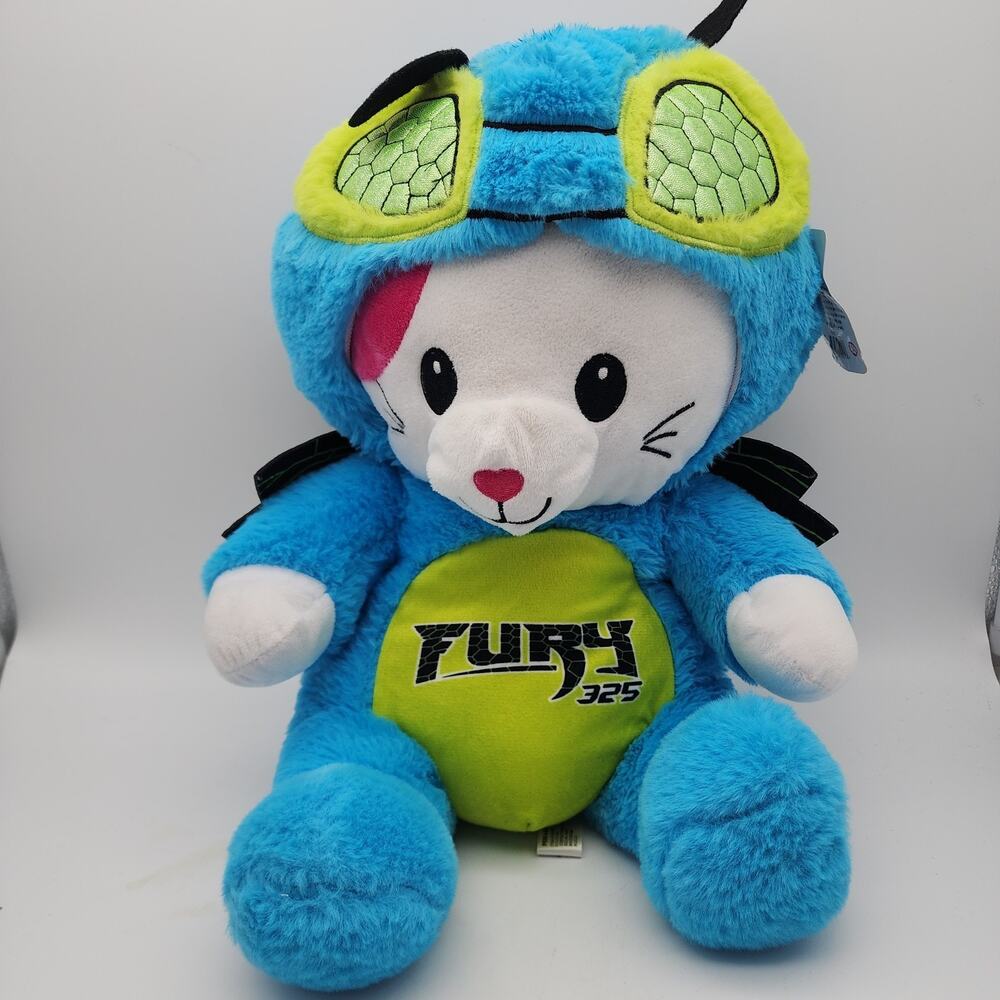 Carowinds Fury 325 Cat Plush Stuffed Animal Toy 15” Blue Hornet Costume 2023